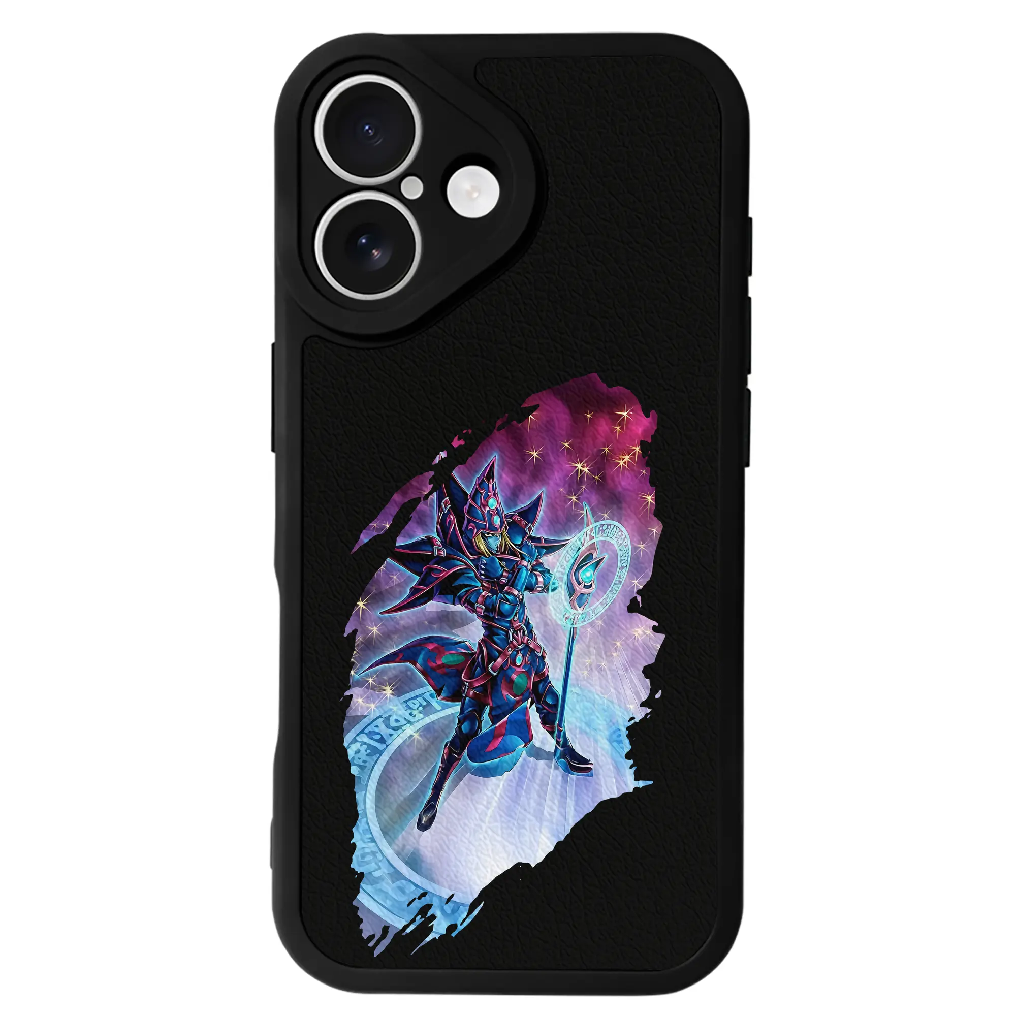 遊☆戯☆王 グッズ,ブラック・マジシャン - IPhone 16シリーズ対応 ・ シリコンスマホケース ・ レザー調 ・ 高精度フィット ・ 耐衝撃 ・ ワイヤレス充電対応 ・ 精密カット